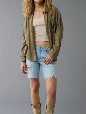 Madewell Gauzy  Olive Button-Up Shirt